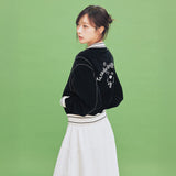 [GISELLE着用] WOMEN'S VELVET-LIKE VARSITY JACKET
