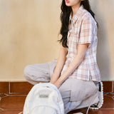 [GISELLE着用] WOMEN'S SEMI-OVERFIT CHECK SHORT-SLEEVED SHIRT