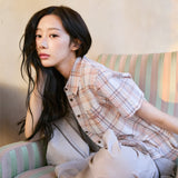 [GISELLE着用] WOMEN'S SEMI-OVERFIT CHECK SHORT-SLEEVED SHIRT