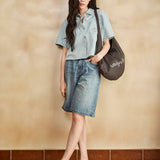 [GISELLE着用] WOMEN'S LOW-ONS DENIM SHORT-SLEEVE SHIRT