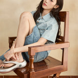[GISELLE着用] WOMEN'S LOW-ONS DENIM SHORT-SLEEVE SHIRT