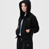 WOMEN'S TYPO LOGO CROP HOODIE ZIP-UP