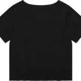 [予約販売/7月上旬入庫予定] WOMEN'S GRAPHIC BUTTON OFF-SHOULDER SHORT SLEEVE T-SHIRT BLACK