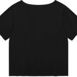 [予約販売/7月上旬入庫予定] WOMEN'S GRAPHIC BUTTON OFF-SHOULDER SHORT SLEEVE T-SHIRT BLACK