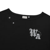 [予約販売/7月上旬入庫予定] WOMEN'S GRAPHIC BUTTON OFF-SHOULDER SHORT SLEEVE T-SHIRT BLACK