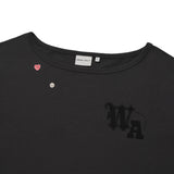 [予約販売/7月上旬入庫予定] WOMEN'S GRAPHIC BUTTON OFF-SHOULDER SHORT SLEEVE T-SHIRT CHARCOAL