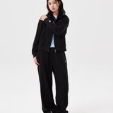 WOMEN'S TYPO LOGO CROP HOODIE ZIP-UP