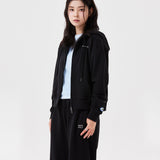 WOMEN'S TYPO LOGO CROP HOODIE ZIP-UP