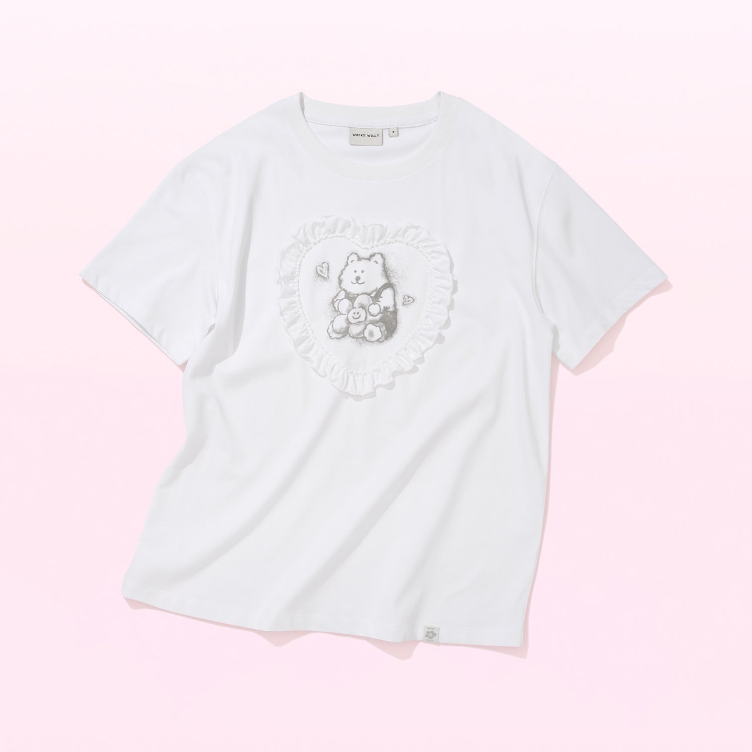 [GISELLE着用][LO.FL] WOMEN'S HEART RUFFLE SHORT SLEEVE T-SHIRT