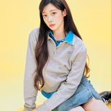 [GISELLE着用] WOMEN'S COLLAR HALF BUTTON-UP MAN-TO-MAN