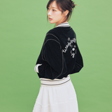 [GISELLE着用] WOMEN'S VELVET-LIKE VARSITY JACKET