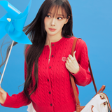 [GISELLE着用] WOMEN'S CABLE ROUND NECK CARDIGAN