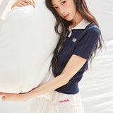 [GISELLE着用] WOMEN'S RIBBON COLLAR SHORT SLEEVE KNIT