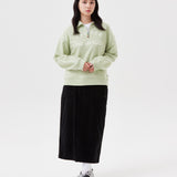 WOMEN'S LETTERING ARTWORK SEMI-OVER FIT COLLAR HALF-ZIP-UP