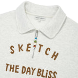 WOMEN'S LETTERING ARTWORK SEMI-OVER FIT COLLAR HALF-ZIP-UP