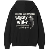 BACK PANEL LETTERING HOODIE SWEATSHIRT