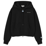 WOMEN'S TYPO LOGO CROP HOODIE ZIP-UP
