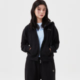 WOMEN'S TYPO LOGO CROP HOODIE ZIP-UP