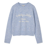 WOMEN'S SHAGGY DOG LETTERING EMBROIDERY PULLOVER