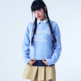 WOMEN'S SHAGGY DOG LETTERING EMBROIDERY PULLOVER