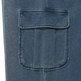 WOMEN'S JERSEY DENIM WASHED SEMI-WIDE CARGO PANTS