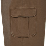 WOMEN'S JERSEY DENIM WASHED SEMI-WIDE CARGO PANTS