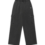 WOMEN'S JERSEY DENIM WASHED SEMI-WIDE CARGO PANTS