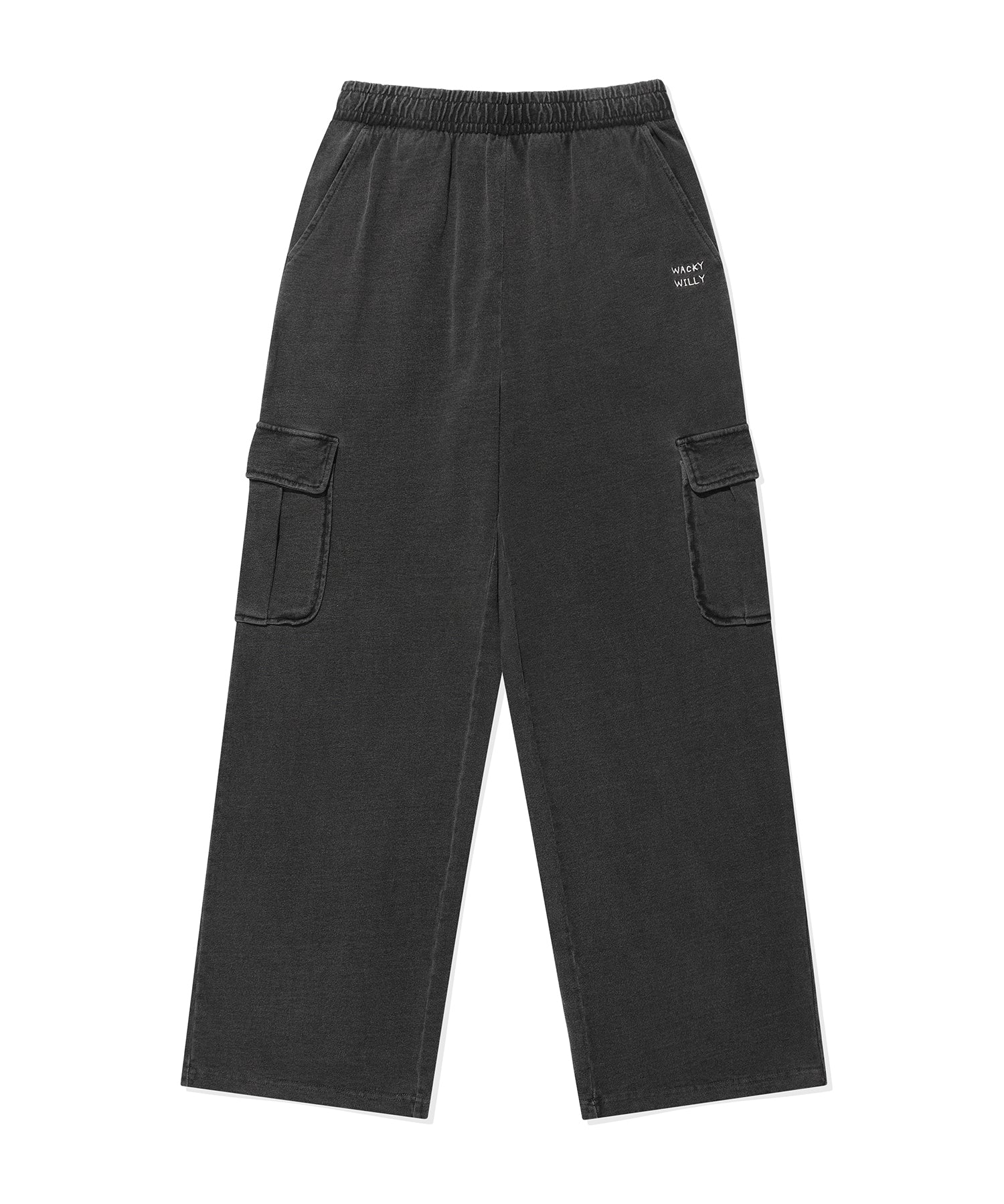 WOMEN'S JERSEY DENIM WASHED SEMI-WIDE CARGO PANTS