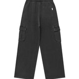 WOMEN'S JERSEY DENIM WASHED SEMI-WIDE CARGO PANTS