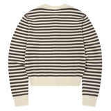 WOMEN'S STRIPED ROUND NECK CARDIGAN