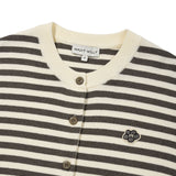 WOMEN'S STRIPED ROUND NECK CARDIGAN