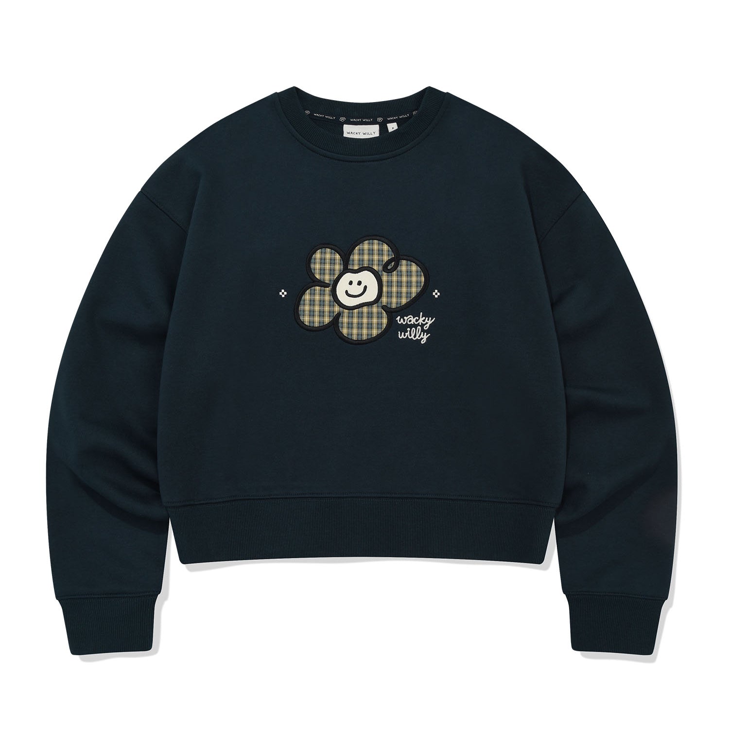 WOMEN'S CHECK LILY CROP MAN-TO-MAN