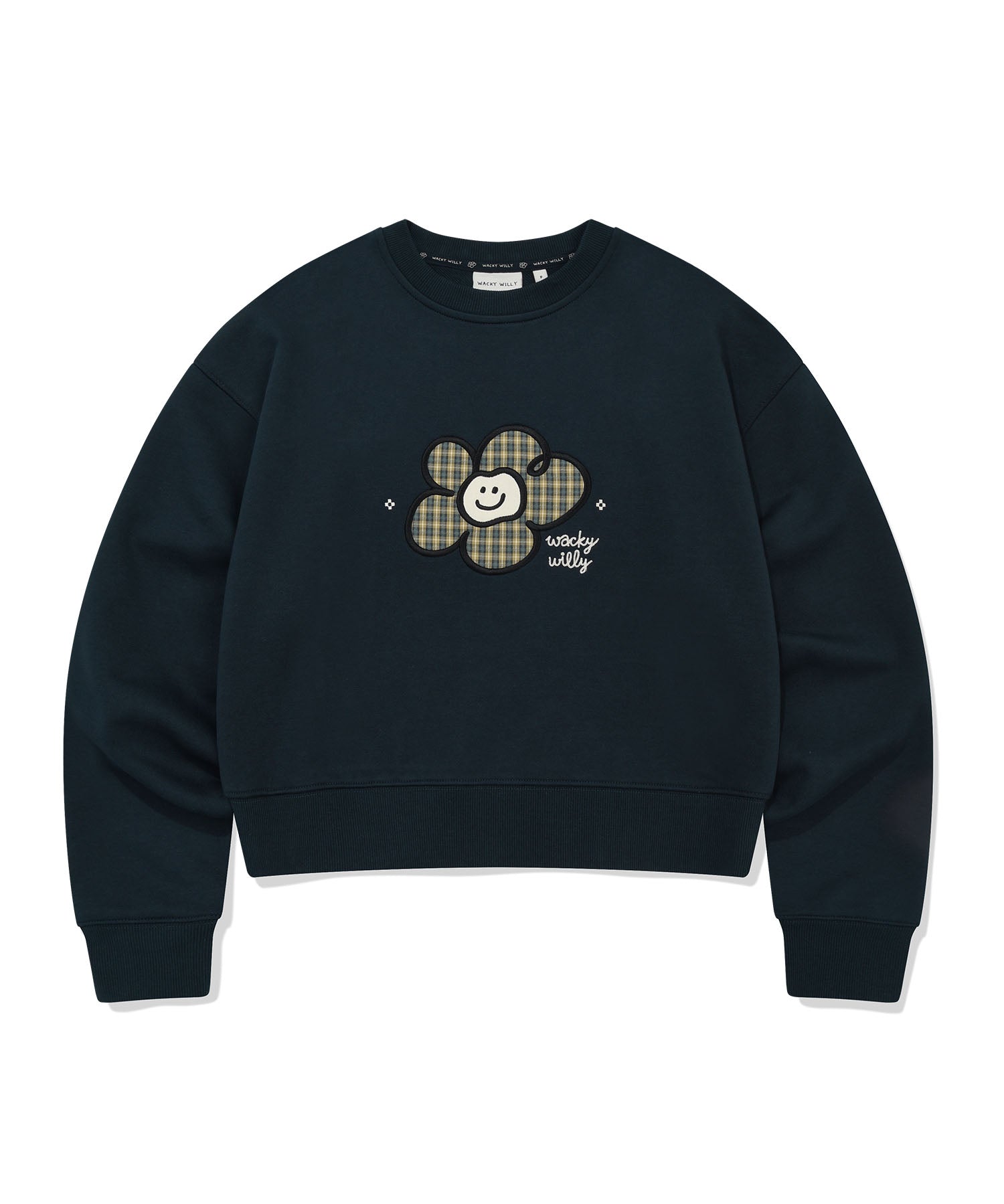 WOMEN'S CHECK LILY CROP MAN-TO-MAN