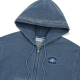 [26SS] WOMEN'S DENIM WASHED CROP HOODED ZIP-UP