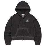 [26SS] WOMEN'S DENIM WASHED CROP HOODED ZIP-UP