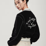 WOMEN'S VELVET-LIKE VARSITY JACKET