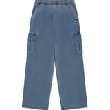 WOMEN'S DENIM WASHED SEMI-WIDE CARGO PANTS