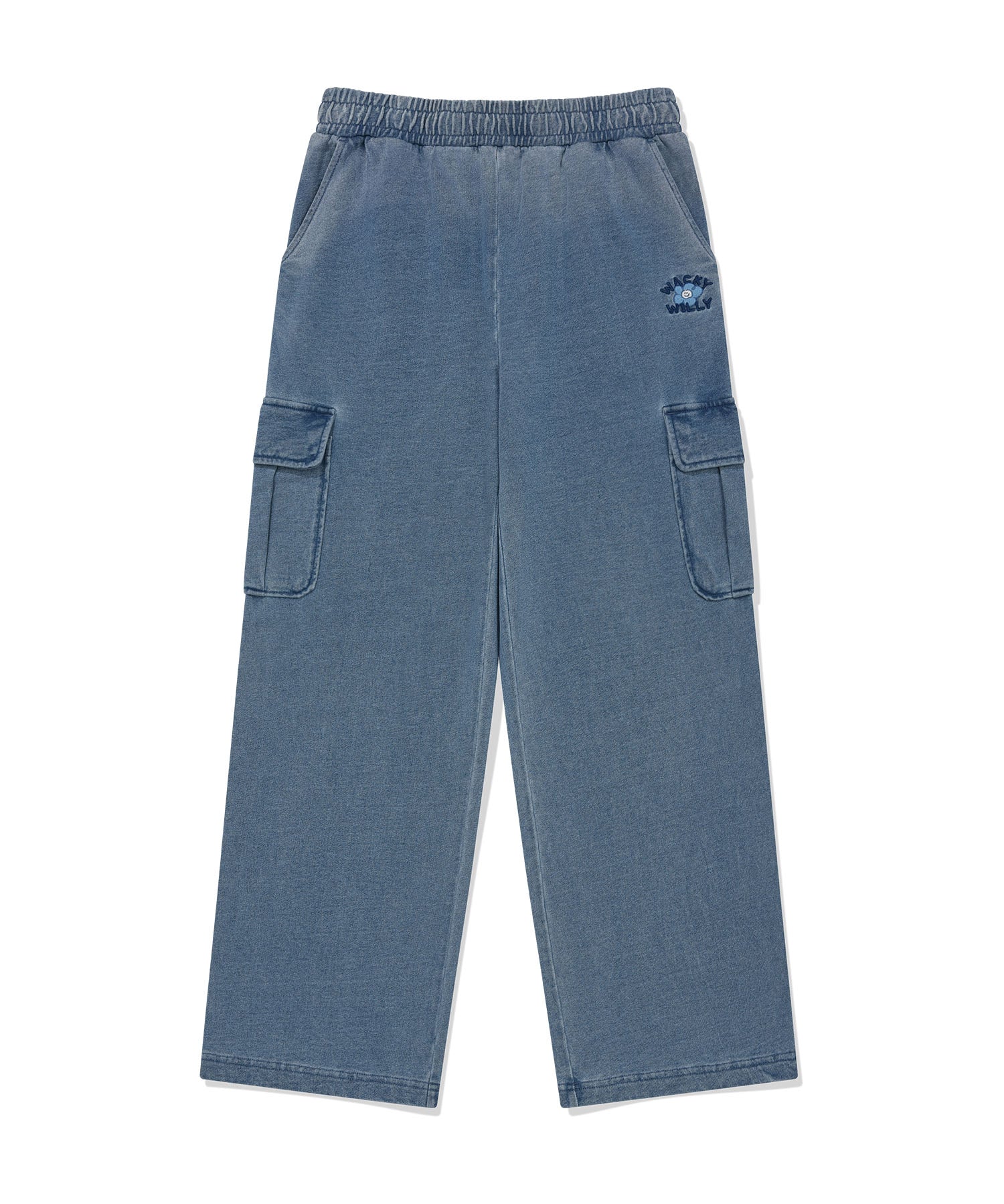 WOMEN'S DENIM WASHED SEMI-WIDE CARGO PANTS