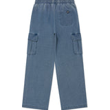 WOMEN'S DENIM WASHED SEMI-WIDE CARGO PANTS