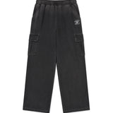 WOMEN'S DENIM WASHED SEMI-WIDE CARGO PANTS