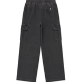WOMEN'S DENIM WASHED SEMI-WIDE CARGO PANTS