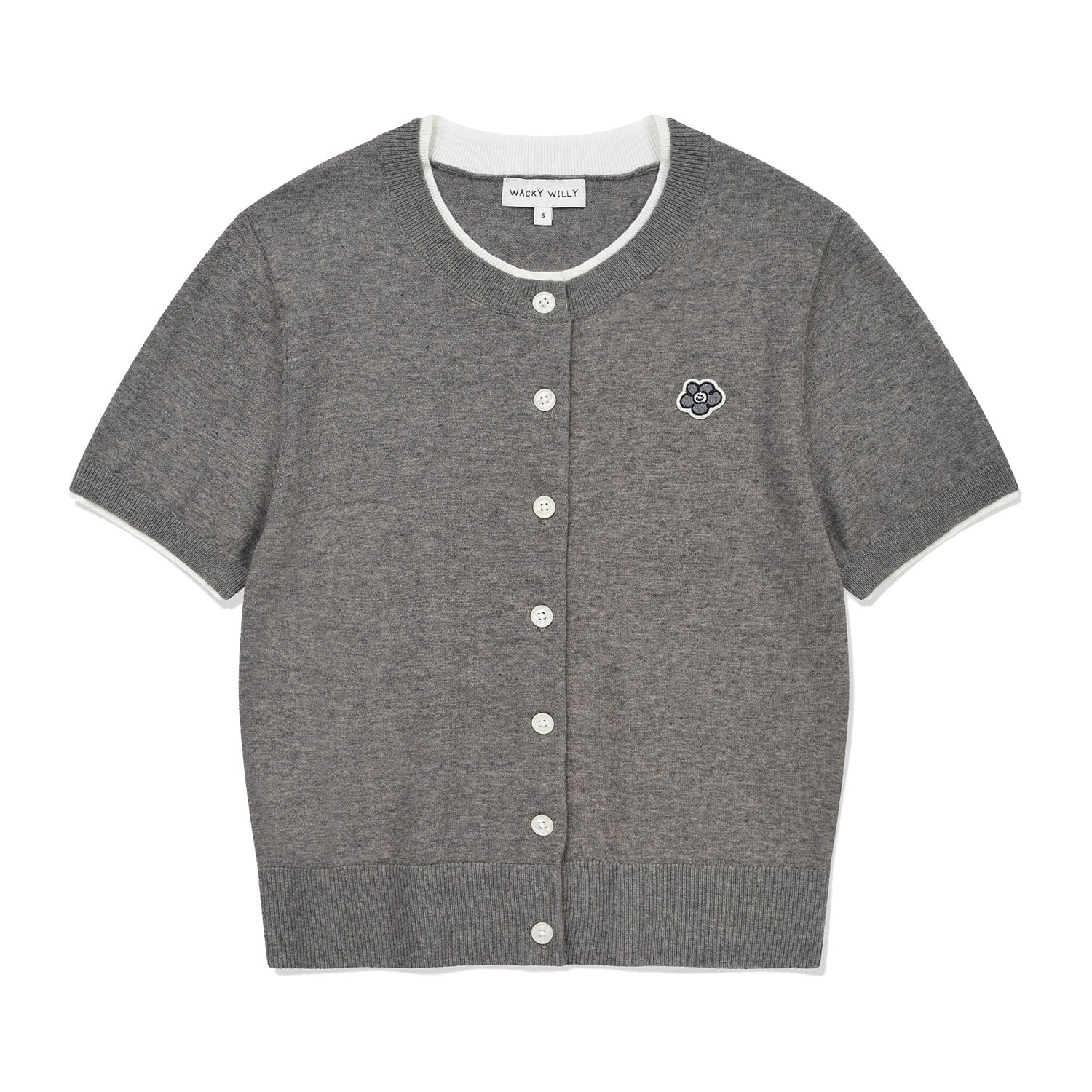 [予約販売/6月上旬入庫予定] [GISELLE着用] WOMEN'S LILY WAPPEN ROUND NECK SHORT SLEEVE CARDIGAN