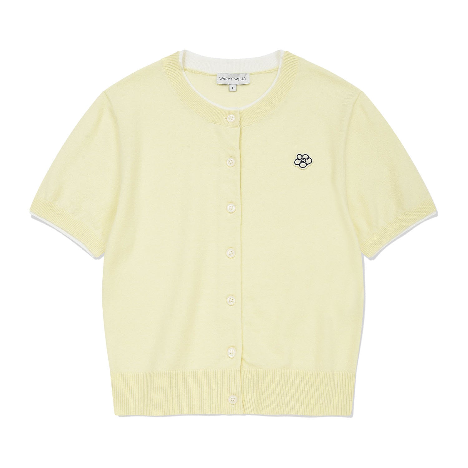 [予約販売/6月上旬入庫予定] [GISELLE着用] WOMEN'S LILY WAPPEN ROUND NECK SHORT SLEEVE CARDIGAN