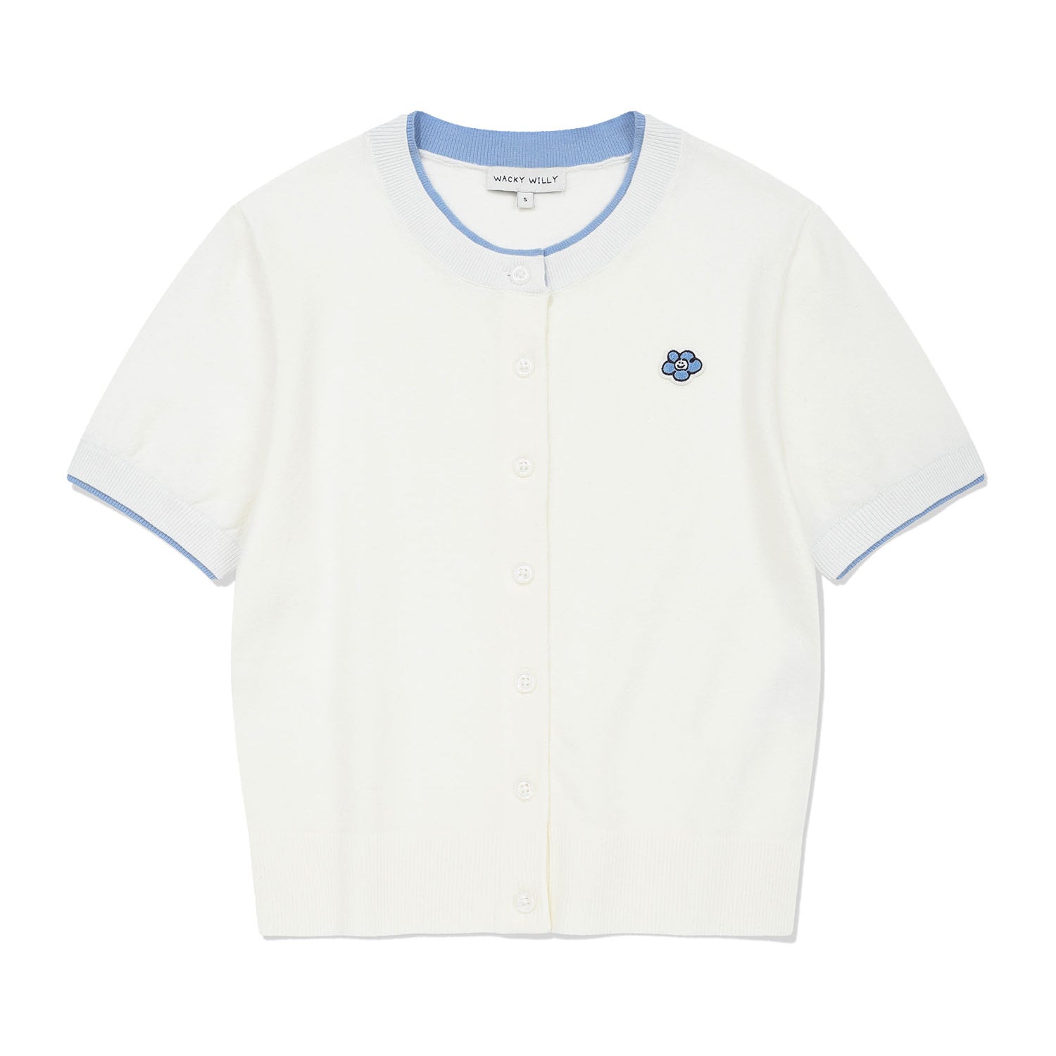 [予約販売/6月上旬入庫予定] [GISELLE着用] WOMEN'S LILY WAPPEN ROUND NECK SHORT SLEEVE CARDIGAN