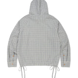 WOMEN'S CHECK SEERSUCKER HOODED SHIRT JUMPER