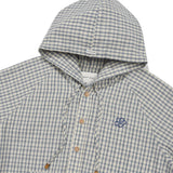 WOMEN'S CHECK SEERSUCKER HOODED SHIRT JUMPER
