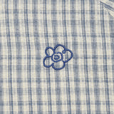 WOMEN'S CHECK SEERSUCKER HOODED SHIRT JUMPER