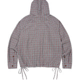 WOMEN'S CHECK SEERSUCKER HOODED SHIRT JUMPER