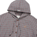 WOMEN'S CHECK SEERSUCKER HOODED SHIRT JUMPER
