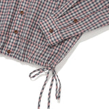 WOMEN'S CHECK SEERSUCKER HOODED SHIRT JUMPER